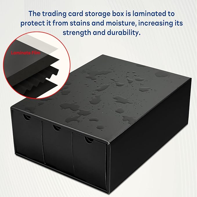 Trading Card Storage Box with 100 Dividers, Cardboard Collectors Cards Organizer Box for MTG Baseball Sports Collection (Black- 24 drawer) - Image 5