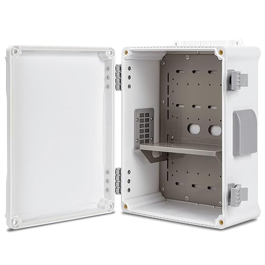 Outdoor Electrical Junction Box, ABS Water Resistant Enclosure with Internal Mounting Panel & Hinged Cover (12.6" H x 9.4" L x 5.7" W) by Namunanee