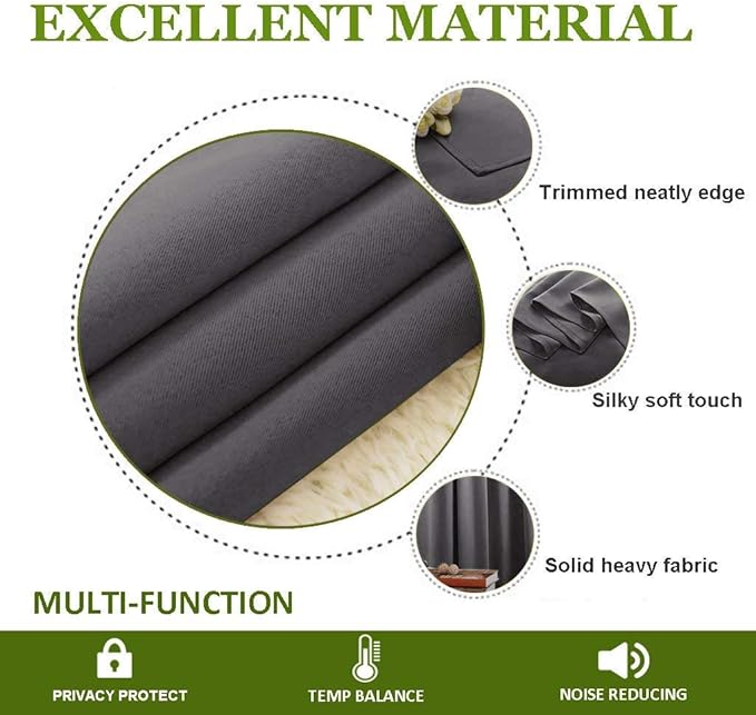 NICETOWN Bedroom Blackout Curtain Panel - Window Treatment Thermal Insulated Solid Grommet Blackout for Living Room (1 Panel, 70 by 63 Inch, Grey) - Image 4
