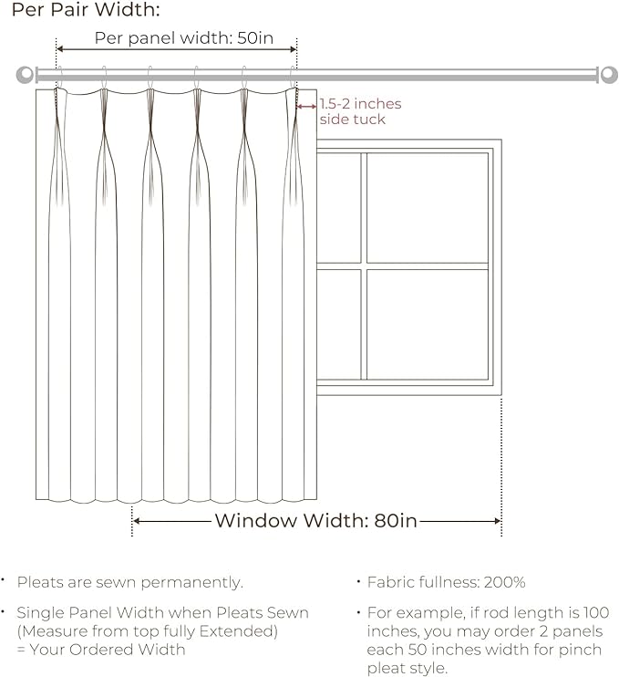 TWOPAGES Luxury Velvet Curtain Pinch Pleated Off White Curtain 102 inch Long Thermal Insulated Blackout Drapes for Bedroom Living Room Indoor Window (1 Panel,Off White,72Wx102L) - Image 8