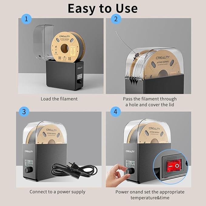 2025 New Creality Official Filament Dryer Box 2.0 with Fans-Christmas Gifts, Upgraded 1KG 3D Printer Material Dehydrator Keep Materials Dry During Printing Storage Drier for PLA PETG ABS TPU Nylon - Image 4