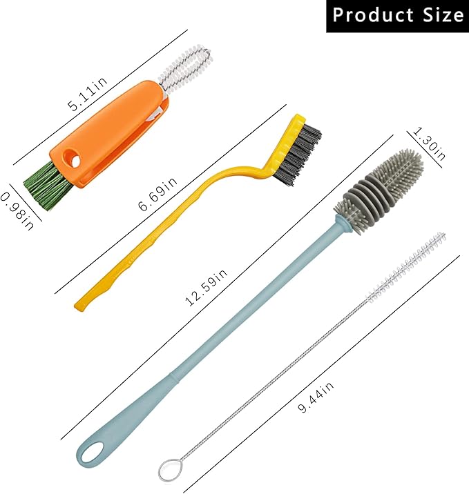 16PCS Versatile Scrubber Brush- Multipurpose Bottle Gap Brush 3 in 1 Cup Lid Cleaning Brush- Long Silicon Water Bottle Cleaner Brush- Gas Burners Stove Top Cleaner Brush- Spoon Straws Cleaning Brush - Image 2