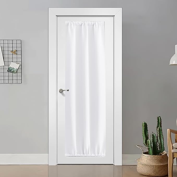 NICETOWN 1 Panel Room Darkening Door Curtains for Doorway, Energy Smart Privacy Temporary Rod Pocket and Ceiling Track Door Covering for Closet Kitchen Bathroom, Pure White, W25 x L80 inch - Image 2