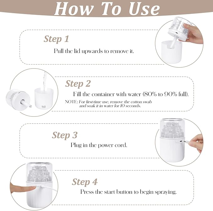 Portable Mist Humidifier with Colorful Light Auto-Off USB Desktop Personal Humidifiers 2 Cool Spray Modes 300ml for Bedroom Office Car Travel Black - Image 6