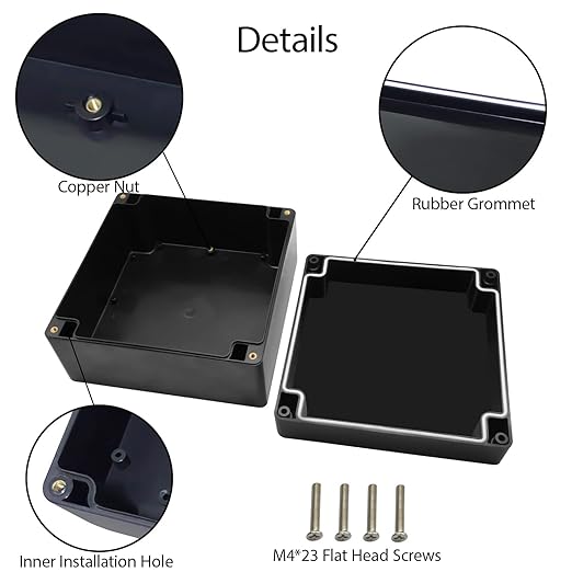LeMotech Electrical Box ABS Plastic Project Box IP65 Waterproof Junction Box Project Case Universal Enclosure for Electronics Black 6.1x 6.1x 3.4 inch(160x160x90mm)（Pack of 1 - Image 4