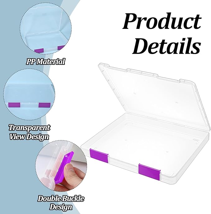 6 Pcs Clear A4 File Box Document Plastic Storage Box Paper Plastic Case Board Game Storage Containers Magazine Protector File Holder with Buckle (Colorful,12.4 x 9.65 x 1.18 Inches) ﻿ - Image 3