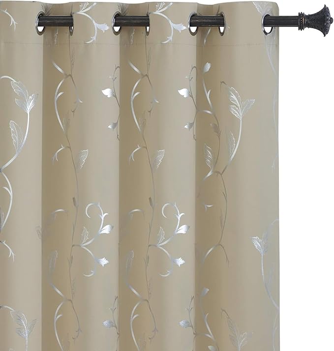 BUHUA Blackout Curtains for Sliding Door Extral Wide Room Divider Blackout Curtain Panels for Patio Bedroom Grommet Top Room Curtains & Drapes, Beige, 100Wx84L, 1 Panel - Image 8