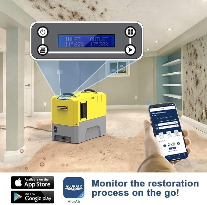 ALORAIR 180PPD Commercial Dehumidifier for Crawl Space & Basement, Wi-Fi APP Controls with Pump, Capacity up to 85 PPD at AHAM Condition, for Large Space, Job Sites, Yellow - Image 2