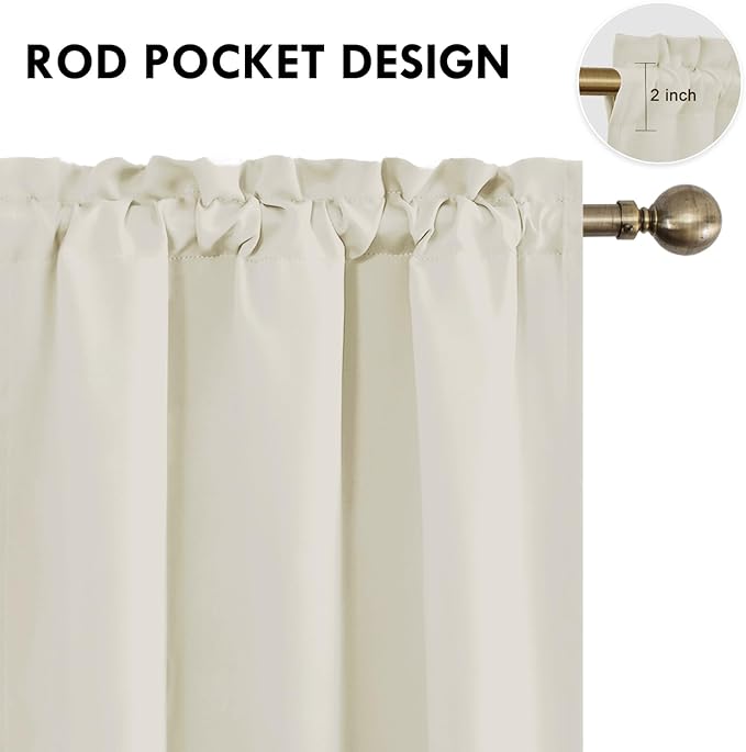 DWCN Blackout Curtains for Bedroom – Rod Pocket Thermal Insulated Noise Reducing Noise Reducing Drapes for Living Room, W 42 x L 84 Inch, 2 Panels, Light Beige - Image 4
