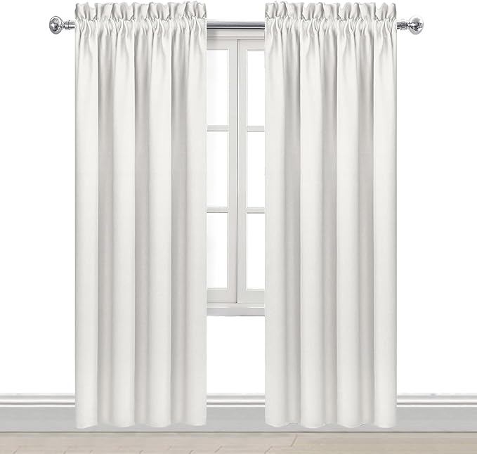 DWCN Blackout Curtains Thermal Insulated, Energy Saving & Noise Reducing Bedroom and Living Room Curtains, Ivory, W 52x L 95 Inch, Set of 2 Rod Pocket Curtain Panels - Image 9