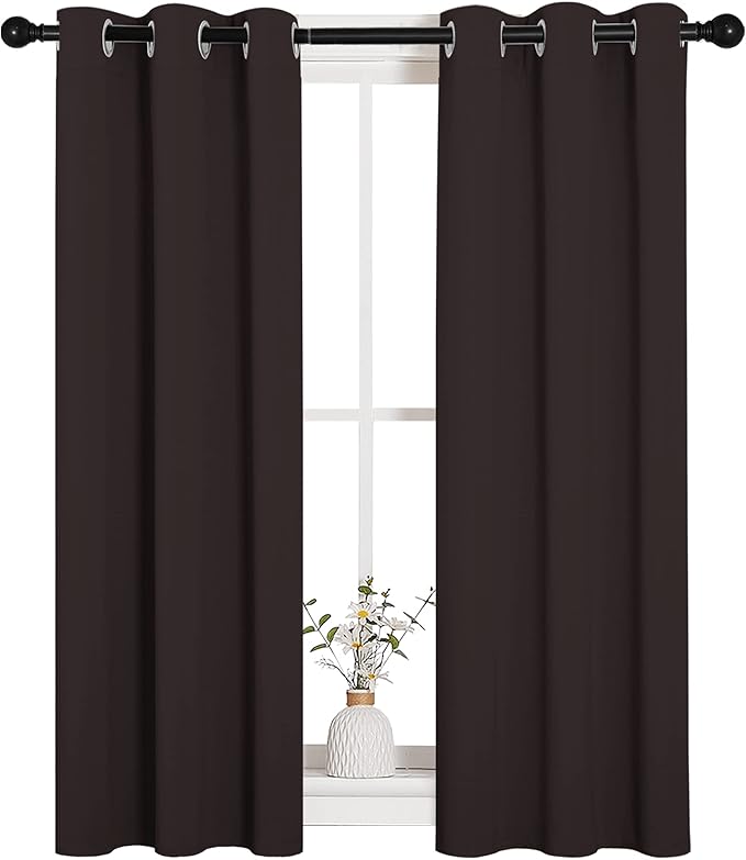 NICETOWN Blackout Curtain Panels for Bedroom Window, Triple Weave Microfiber Energy Saving Thermal Insulated Solid Grommet Blackout Draperies and Drapes (1 Pair, 29 inch by 45 inch, Toffee Brown) by NICETOWN