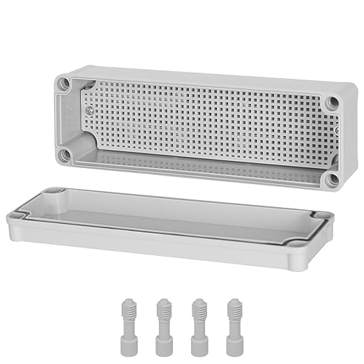 Junction Box，9.8"x 3.1"x 2.8" Outdoor Electrical Box with Mounting Plate, IP67 Dustproof Waterproof ABS Plastic Project Box, DIY Electrical Enclosure Gray (250x 80x 70 mm) by HoHaing