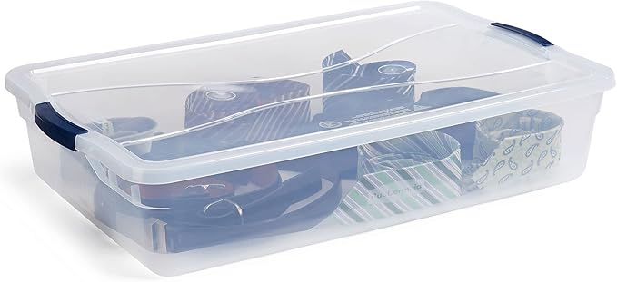 Rubbermaid Cleverstore 42 Quart Stackable Plastic Storage Bin with Lids for Garage, Closet, and Classroom, Clear, 4 Pack - Image 5