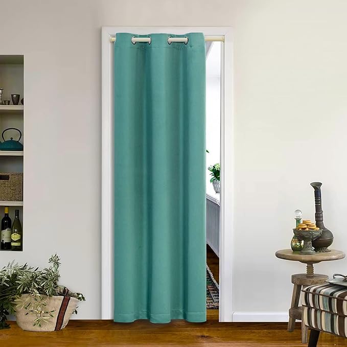 MYSKY HOME Blackout Curtains Doorway Closet Curtains for Bedroom 72 Inch Length Door Curtains Thermal Insulated Room Darkening with Grommet Window Curtain for Living Room, 1 Piece, 42 x 72 Inch, Teal by MYSKYHOME