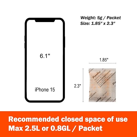 5g x 60 packs Fonday Rechargeable Silica Gel Desiccant Packets Food Grade Fast Reactivate Desiccant Bags Moisture Indicating Orange to Green - Image 6
