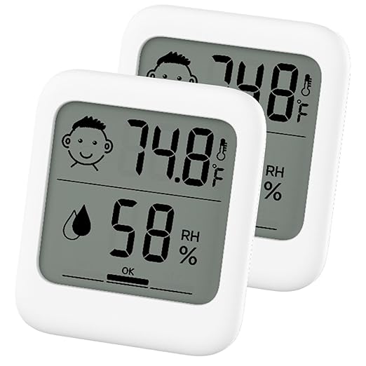 Pack of 2 Digital Thermometer and Hygrometer with Comfort Face Display, Hygrometer, Stand, Magnet, Hanging, Simple, Infectious Disease Prevention, Heat Stroke Prevention by HATUSOKU