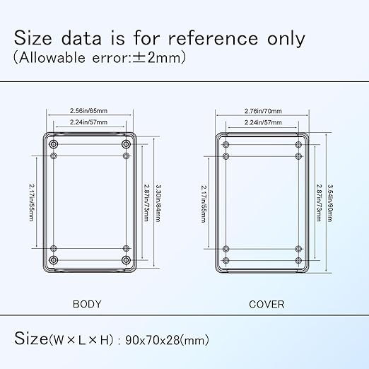 Project Box 8 Pieces Electrical Box Small Junction Box ABS Plastic Enclosure Power Electronic Case White 3.5" x 2.8" x 1.1"(90 x 70 x 28mm) - Image 7
