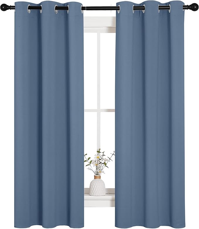 NICETOWN Kitchen Curtains Blackout Curtains & Drapes, Thermal Insulated Grommet Top Window Treatment Panels for Cupboard, Small Window (Stone Blue, 34" Wide x 63" Long, Set of 2) - Image 2
