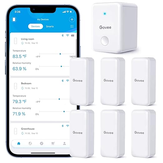 Govee WiFi Hygrometer Thermometer 6 Pack H5100, Indoor Wireless Temperature Humidity Sensor Monitor with Remote App Notification Alert, 2 Years Data Storage Export, for Home, Greenhouse by Govee