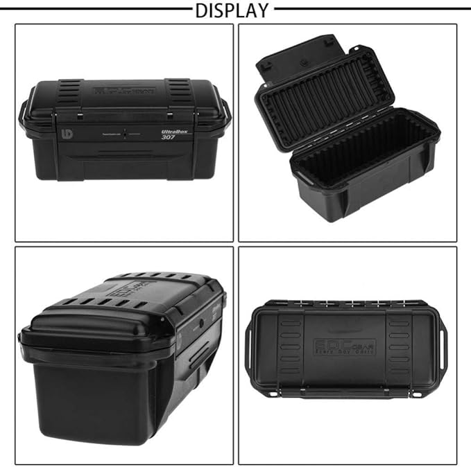 Tbest Outdoor Waterproof Shockproof Airtight Survival Box Storage Container Case Carry Box Black Dry Storage Box for Fishing Camping Hiking Outdoor Activities - Image 3