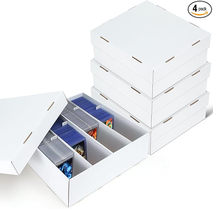 4 Pack Trading Card Storage Box - 4 Rows Divided Cardboard Case, Compatible with Top Loader One Touch for Sports Card Storage by Unknown
