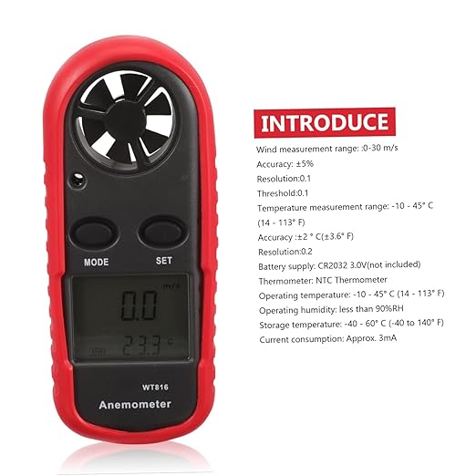 Cabilock Mini Digital Handheld Anemometer Air Flow Measurement Wind Air Velocity for Outdoor Use Environmental Monitoring Ventilation Systems - Image 9