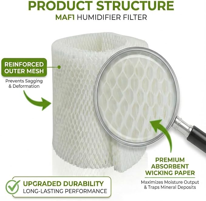 MAF1 Humidifier Filter Replacement Compatible with Aircare Essick Air MA1201 MoistAir MA0950 MA1200 MA1201 MA09500 and Kenmore 14906 14410 14411 15412 29979(2 Pack) - Image 5