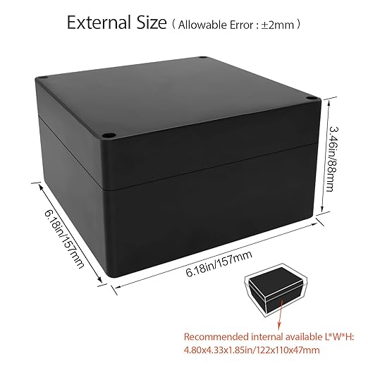 LeMotech Electrical Box ABS Plastic Project Box IP65 Waterproof Junction Box Project Case Universal Enclosure for Electronics Black 6.1x 6.1x 3.4 inch(160x160x90mm)（Pack of 1 - Image 2