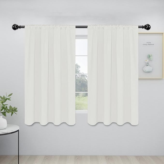 Easy-Going Rod Pocket Blackout Curtains for Bedroom, Room Darkening Window Curtains for Living Room, Thermal Insulated Noise Reduction Solid Window Drapes, 2 Panels(42x54 in, Ivory) by Easy-Going