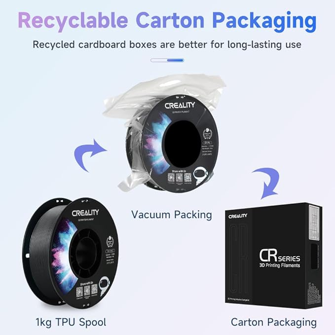 Official Creality TPU Filament, Flexible 3D Printer Filament 1.75mm, 95A Shore High Hardness & Resilience, Dimensional Accuracy +/- 0.03 mm for Most FDM 3D Printers - Image 9