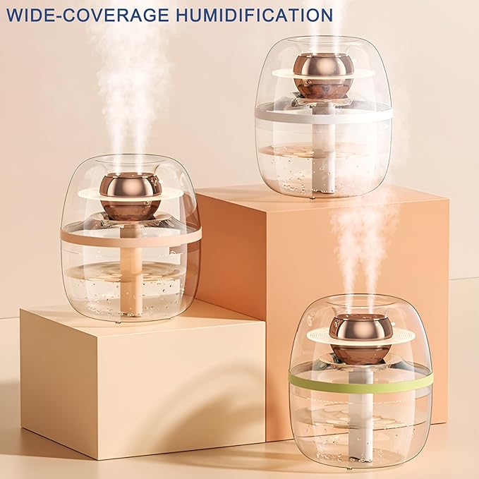 JINGYAN Dreamzy 3L Ultrasonic Cool Mist Humidifier - Transparent Tank, Easy to Clean, Dual Spray for 20H Quiet Mist Time, Night Light, Auto Shut-Off for Large Bedroom, Office, Plant Care (Green) - Image 6