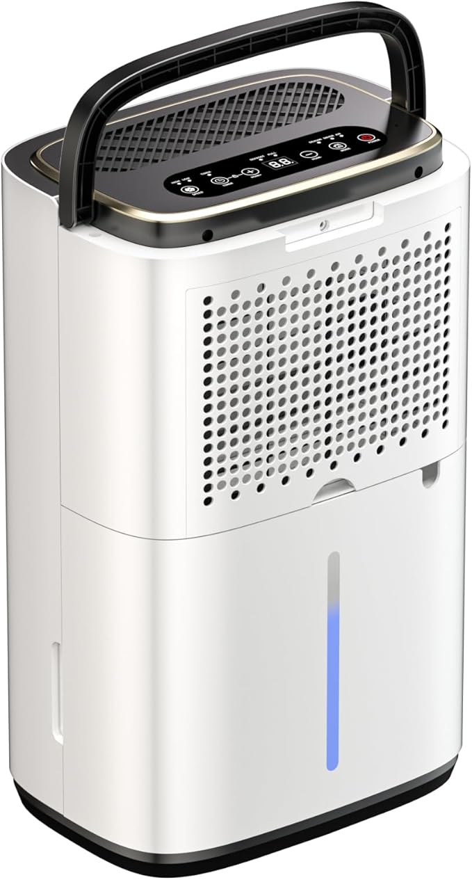 55 Pint Portable Dehumidifier with Drain Hose for Basements, 5,200 Sq. Ft. Dehumidifiers Auto Drain or Manual Drainage, Quiet Dehumidifier for Home with 6L Water Tank - Image 2