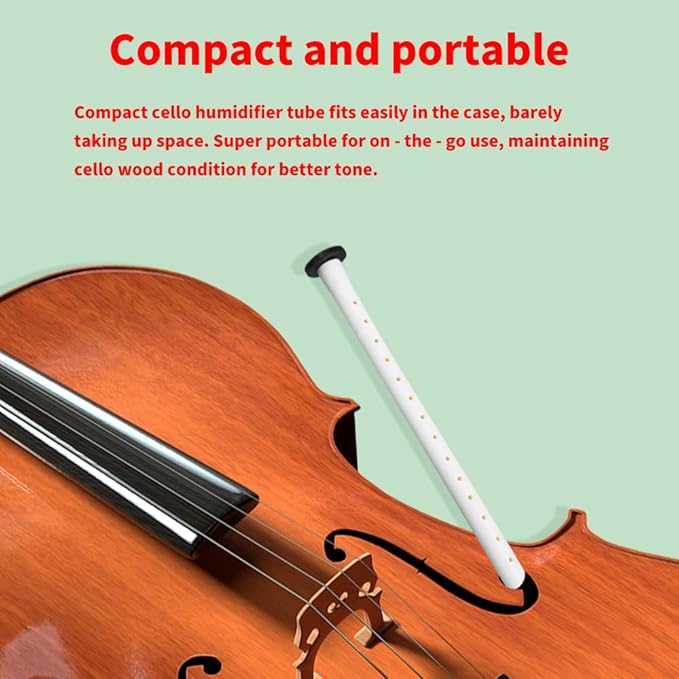 Cello Humidifier for 4/4 and 3/4 Size - F-Hole Moisture Tube with High-Absorption Sponge - Helps Prevent Wood Cracking and Warping (12.99 Inch, Milky White) - Image 2