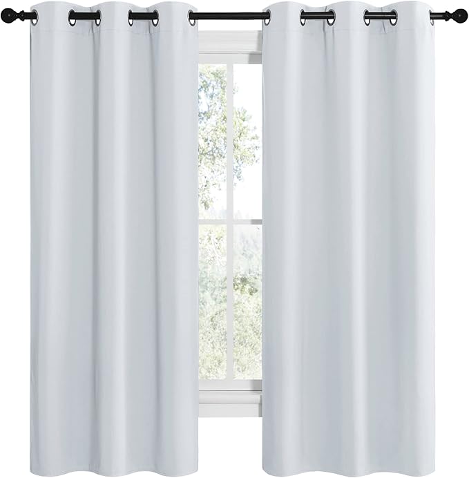 NICETOWN Room Darkening Draperies Curtains Panels, Window Treatment Thermal Insulated Grommet Room Darkening Curtains/Drapes for Bedroom (Greyish White, 2 Panels, 42 by 68) - Image 2