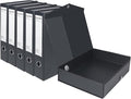 HUA JIE A4 Storage File Boxes Plastic Archives Cases, PVC File Folder Organizer Document Storage Filing Box for office,32.5×6.5×24 cm, Black(Pack of 6) by HUA+JIE