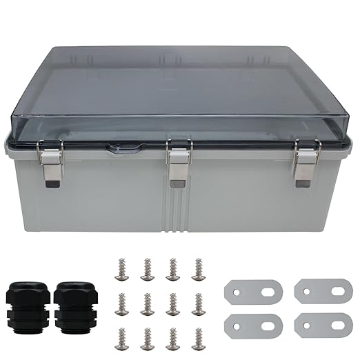 MAKERELE Clear Waterproof Boxes for Outdoors IP67 Large Outdoor Electrical Junction Box with Hinged Cover with Mounting Plate and 1" NPT*2(20"*16.1"*7.9") by MAKERELE