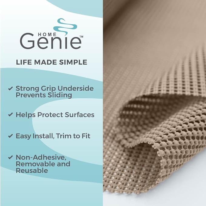 HOME GENIE Shelf Drawer and Cabinet Liner, Durable with Strong Grip, 17.5 in x 20 FT, Non Adhesive Liners Protect Kitchen Cabinets and Cupboard, Bathroom Drawers and Shelves, Desks, Light Taupe - Image 2