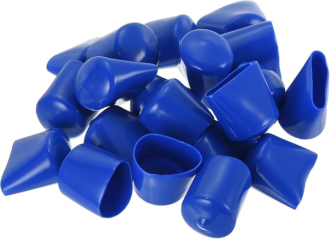 uxcell 20pcs Rubber End Caps 27mm ID Vinyl Round Tube Bolt Cap Cover Screw Thread Protectors Blue - Image 4