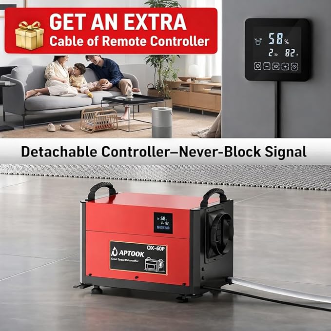 110 Pints Commercial Dehumidifiers for Crawl Spaces & Basement,Under House,Warehouse & Job Sites, Crawl Space Dehumidifier with Drain Hose, Remote Control, Auto Defrost, Humidity Control, CSA Listed - Image 4