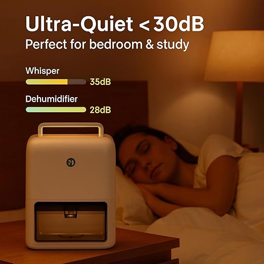 Aeronova 60oz Dehumidifier for Home, Bedroom, Bathroom, 1.8L Large Water Tank, Small Dehumidifier with 2X Condensers, Quiet Sleep Mode, Auto Shut-Off - Image 4