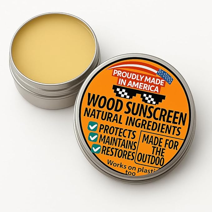 Wood Sunscreen Conditioner & UV Protectant Salve – USA Made Wood Outdoor Protector for Patio Furniture, Tables & Decks. Restores, Nourishes & Shields from Sun & Weather Damage. Long Lasting Protection - Image 9