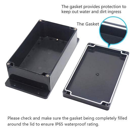 Zulkit Junction Box ABS Plastic Dustproof Waterproof IP65 Universal Electrical Boxes Project Enclosure with Fixed Ear Black 7.87 x 4.72 x 2.95 Inch (200 x 120 x 75 mm)(Pack of 2) - Image 4