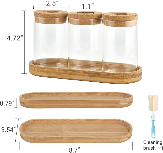Dahey Plant Propagation Terrarium Desktop Glass Planter Station Water Planting Glass Vase with Lid and Wooden Stand for Propagating Hydroponic Plants Centerpiece Office Home Garden Decor, 3 Pcs - Image 3