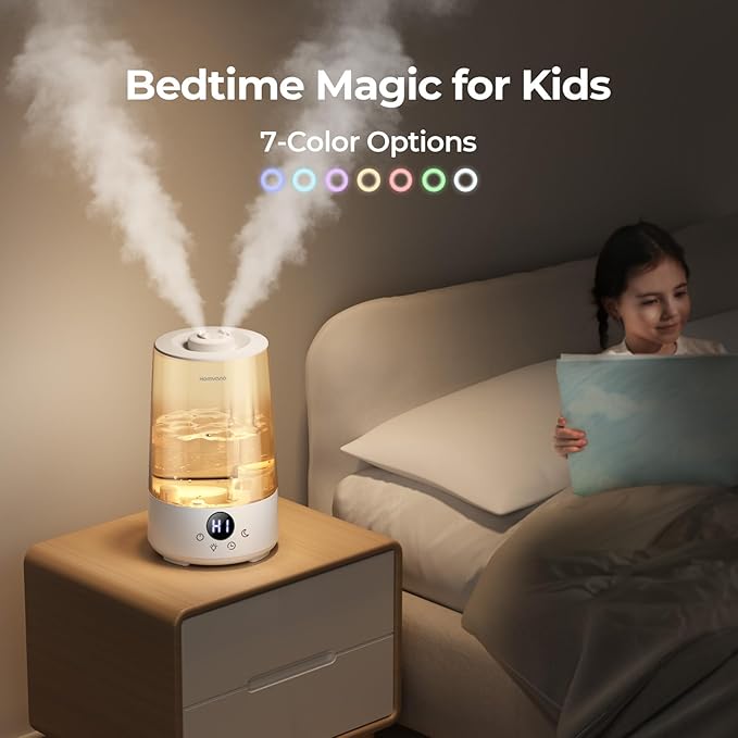 Homvana Humidifiers for Bedroom Home, 3.6 L Cool Mist Top-Fill 34H Super Long Time, Quiet 23dB, Baby Humidifier, Oil Diffuser for Large Room, House, Plant, Nursery, BPA FREE, Ultrasonic (Transparent) - Image 7