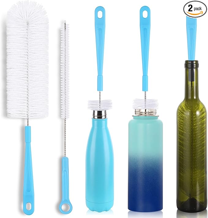 16" Bottle Brush Cleaner for Water Bottle - Long Handle Bottle Brush for Cleaning Narrow Neck Sport Bottles,Beer Bottle and Jugs, Set of 2 by HIWARE