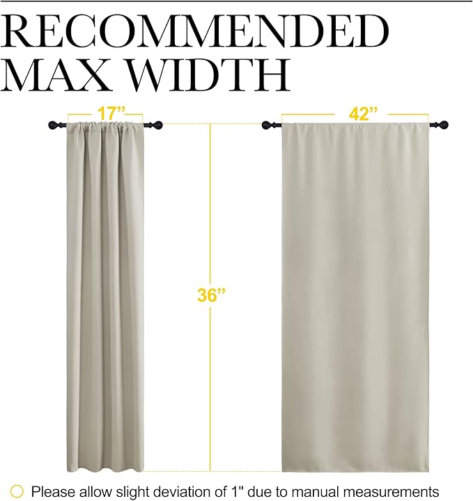 NICETOWN Blackout Curtains for Living Curtains, Room Darkening Window Curtain Panels, Easy-Care Solid Thermal Insulated Draperies/Drapes for Daughter Room (Natural, 2 Panels, 42 by 36) - Image 7