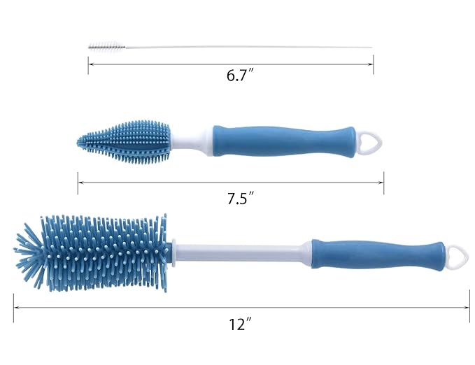 Silicone Cleaning Brush, 12" Long Handle Water Bottle Cleaner for Baby, Sports, Vase, Glassware, and Smaller Diameter Openings - Image 2