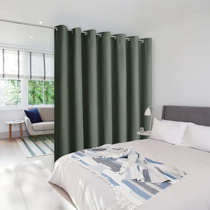 NICETOWN Ceiling Curtains, Room Divider Curtain Screen Partition, Vertical Blind for Sling Door, Blackout Window Curtain, Privacy Blind for Patio (Dark Mallard, Single Panel, 8.3ft Wide x 10ft Long) by NICETOWN