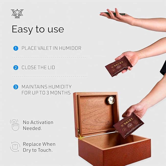 Valet 75% Two-Way Humidity Packs for Wood Containers, 12-Pack, 60g Each, Humidifier Pack Prevents Leaks and Controls Moisture with Natural Craft Paper Design - Image 5
