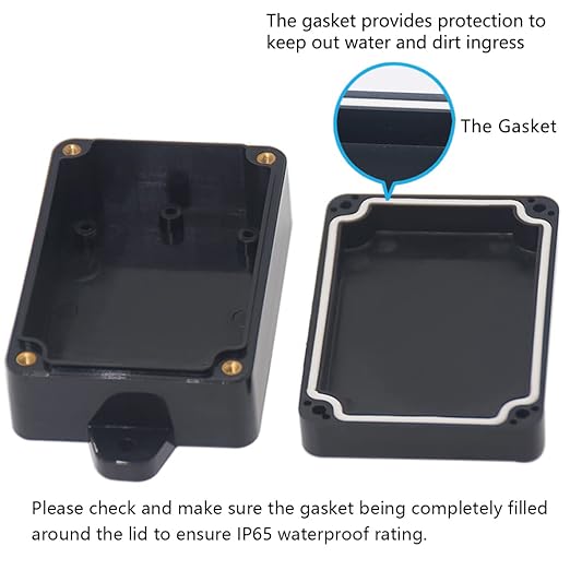 Zulkit Junction Box IP65 Waterproof ABS Plastic Universal Electrical Boxes Project Enclosure with Fixed Ear Black 3.27 x 2.28 x 1.30 Inch (Pack of 4) - Image 4